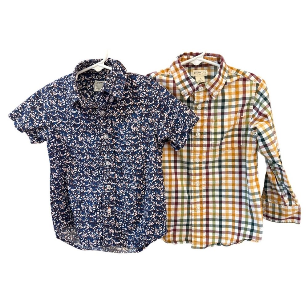 Crewcuts Boys Lot Size 3 Button-Down Shirts Floral Plaid